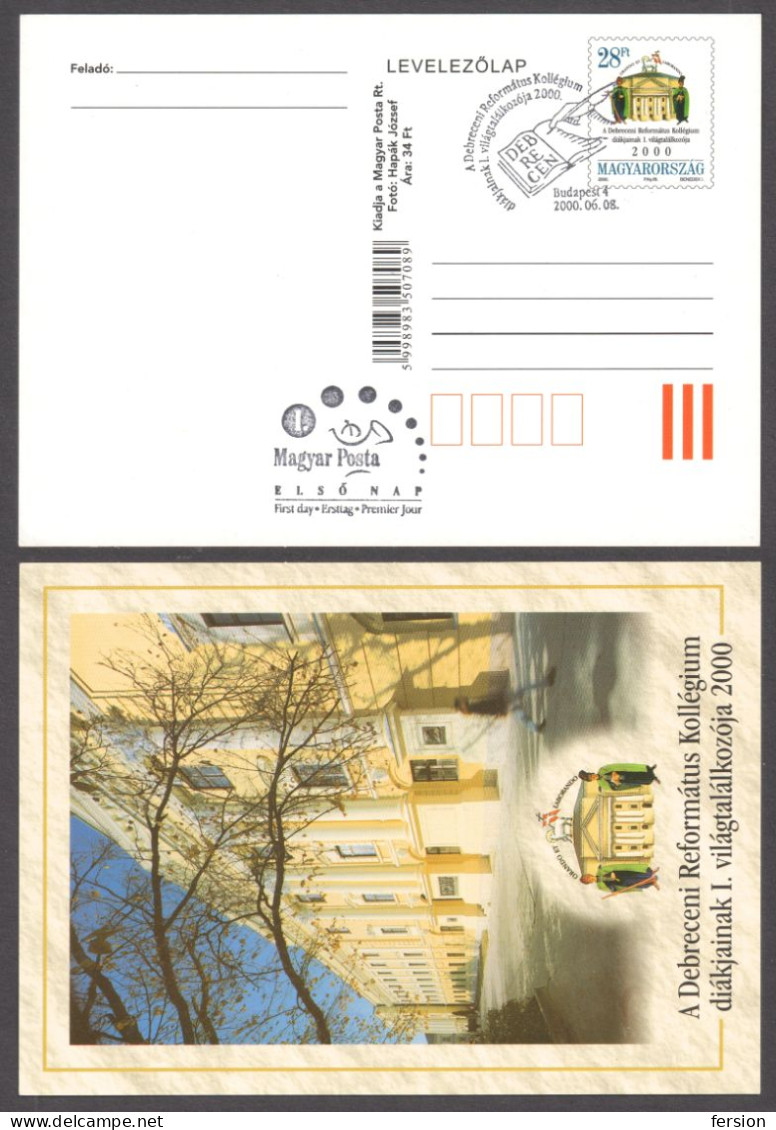 Debrecen Reformed Church Cathedral College Student Conference 2000 HUNGARY STATIONERY POSTCARD FDC Protestantism - Christianity