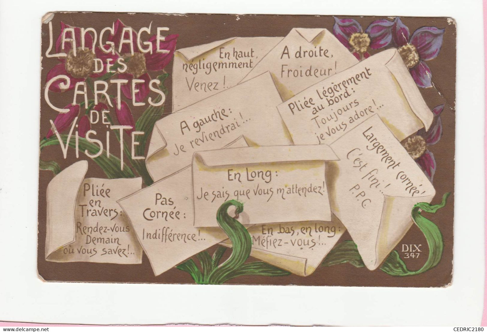 LANGAGE DES CARTES DE VISITE - Autres & Non Classés