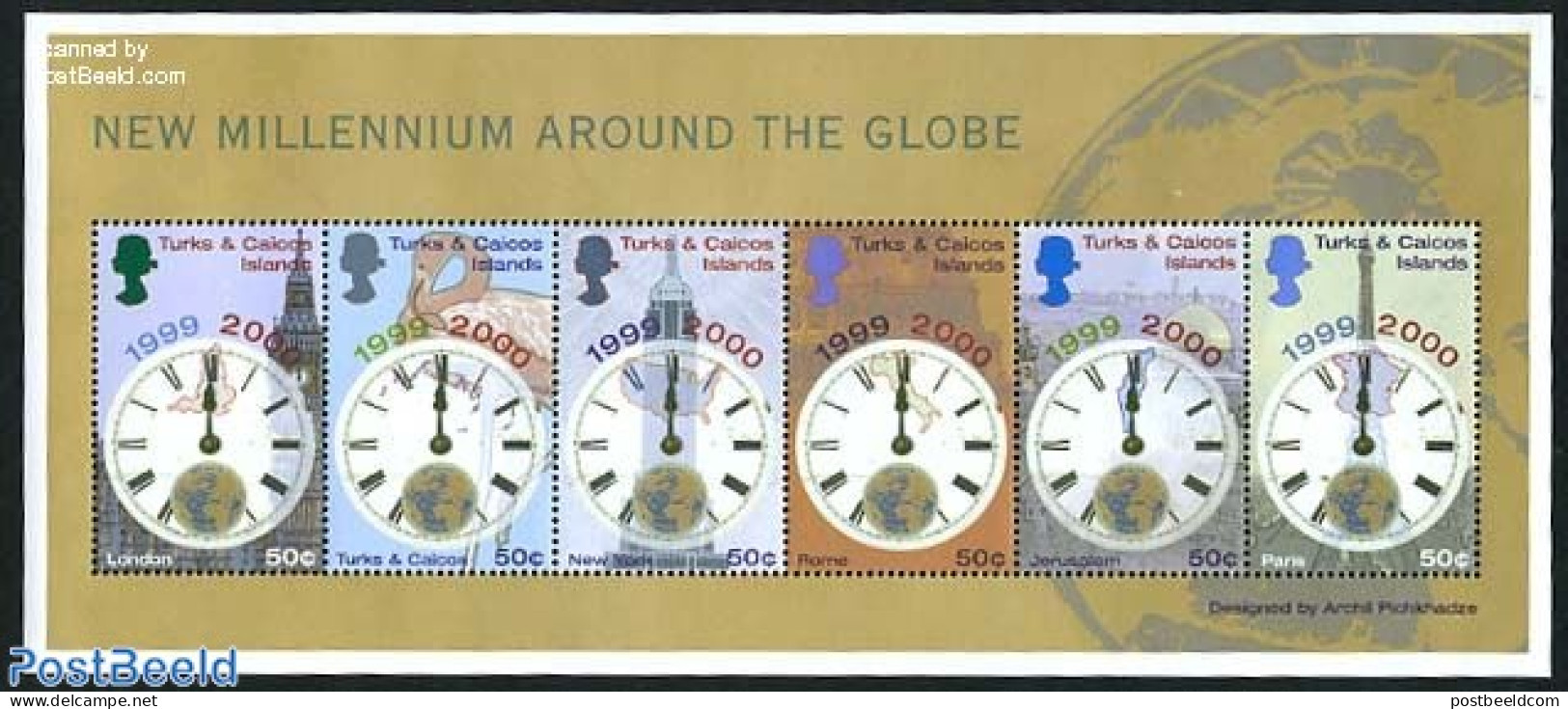 Turks And Caicos Islands 1999 New Millennium 6v M/s, Mint NH, Various - New Year - Art - Clocks - New Year