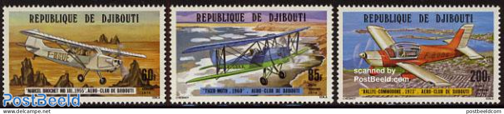 Djibouti 1978 Aero Club 3v, Mint NH, Transport - Aircraft & Aviation - Avions