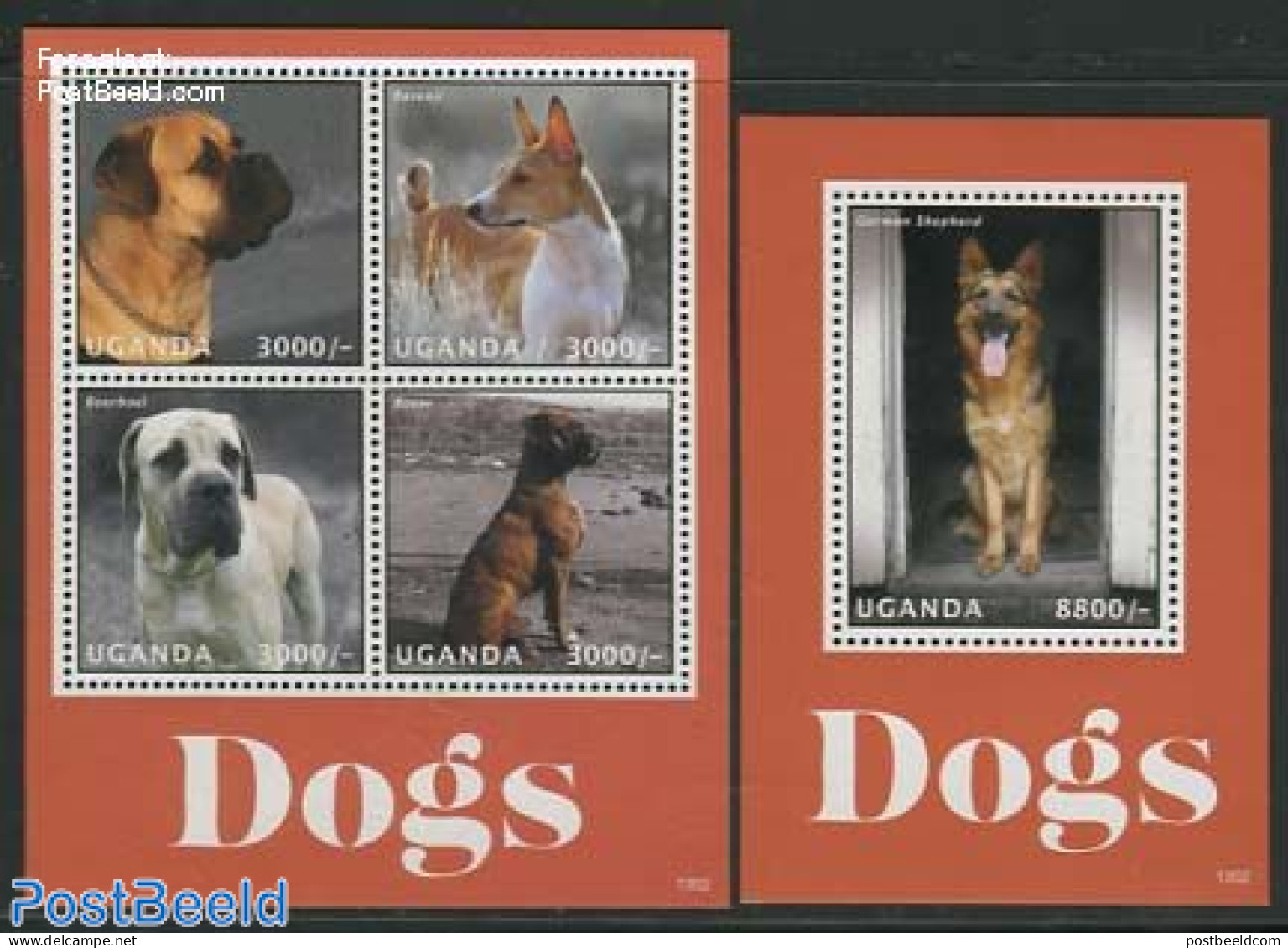 Uganda 2013 Dogs 2 S/s, Mint NH, Nature - Dogs - Sonstige & Ohne Zuordnung