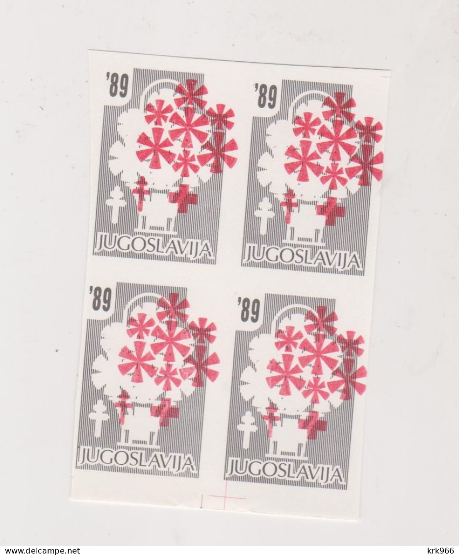 YUGOSLAVIA, 1989  Red Cross Charity Stamp  Imperforated Proof Bloc Of 4 MNH - Ungebraucht