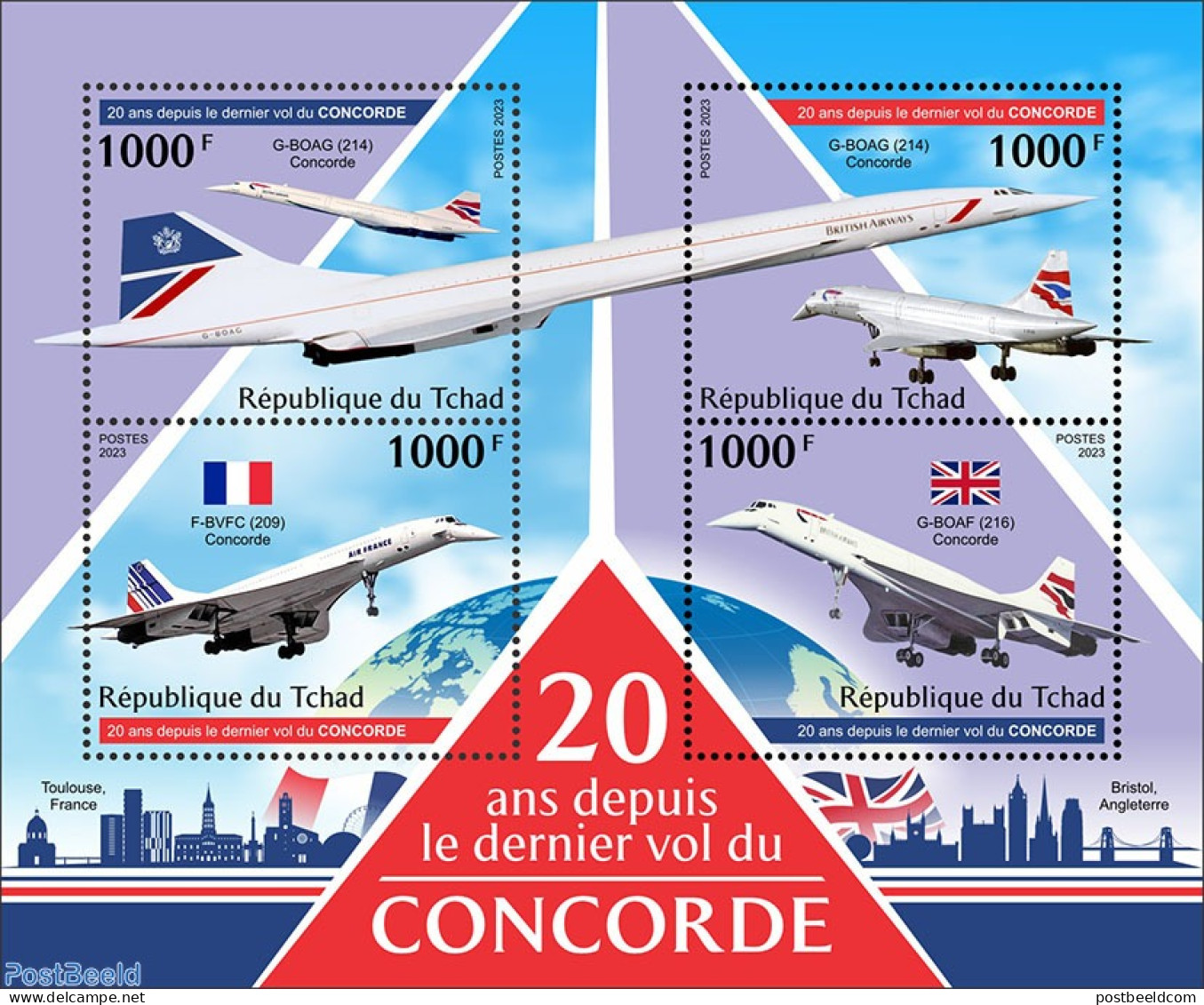 Chad 2023 Concorde, Mint NH, Transport - Concorde - Aircraft & Aviation - Autres & Non Classés