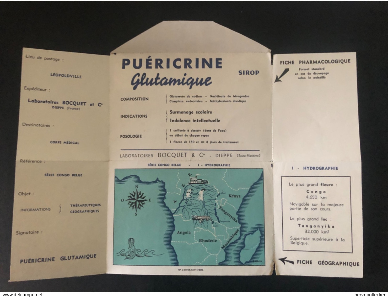 1958-Congo Belge-Enveloppe Pub- Avec Sa Carte Hydrographie -Obl.Léopoldstadt - Brieven En Documenten