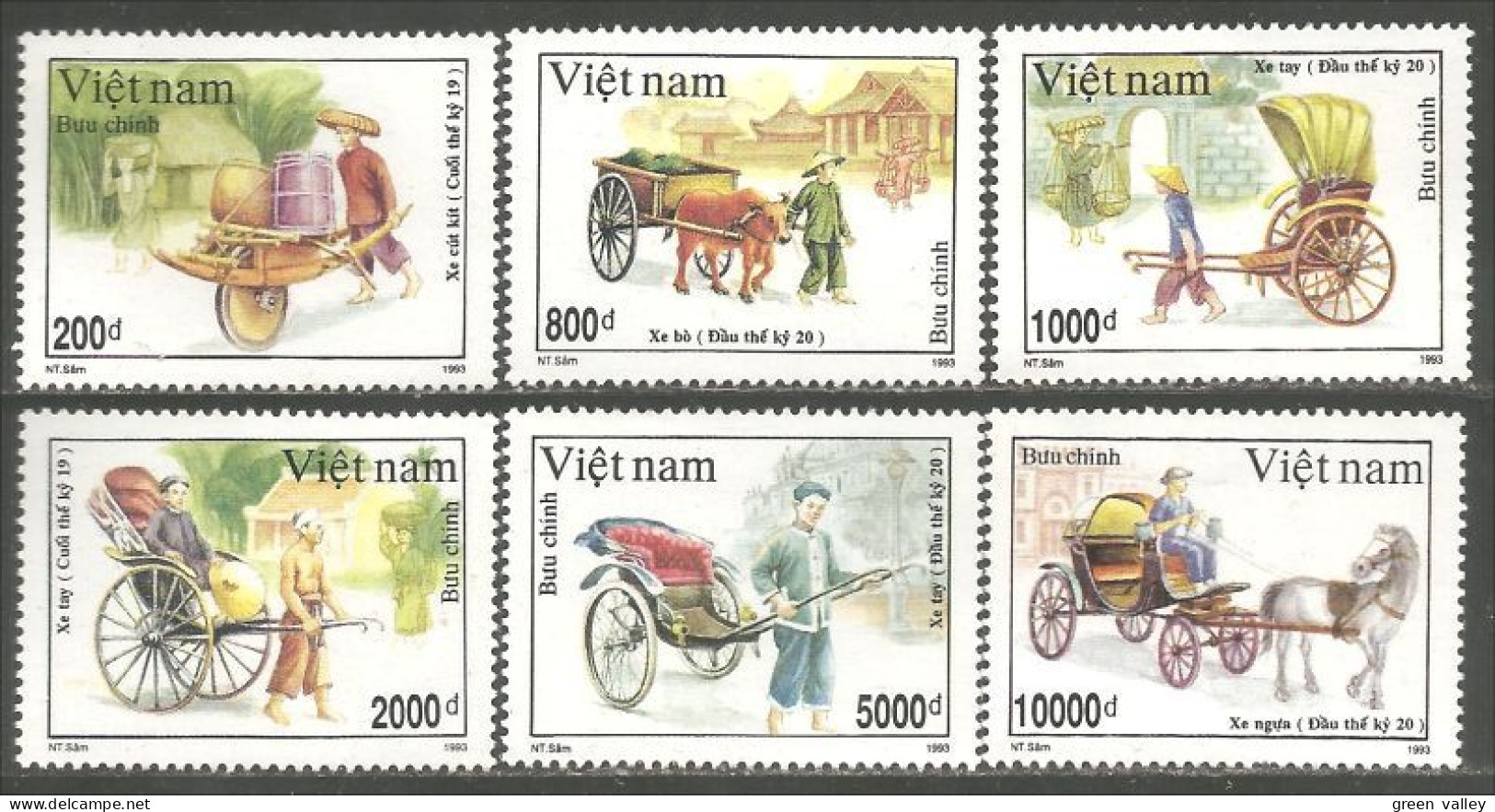 AF-104 Vietnam Transport Chariot Cart Cheval Horse Pferd Caballo Cavallo Paard MNH ** Neuf SC - Paarden