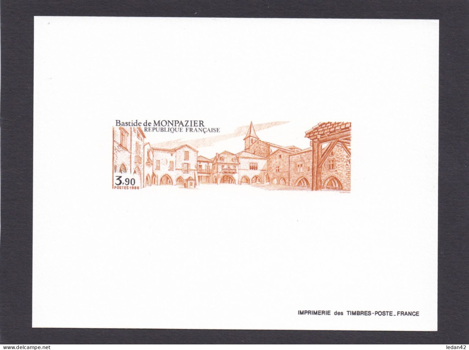 France 1986, Cat. Yvert N°2405 En épreuve De Luxe **. Bastide De Montpazier. Gravure De Durrens - Luxusentwürfe