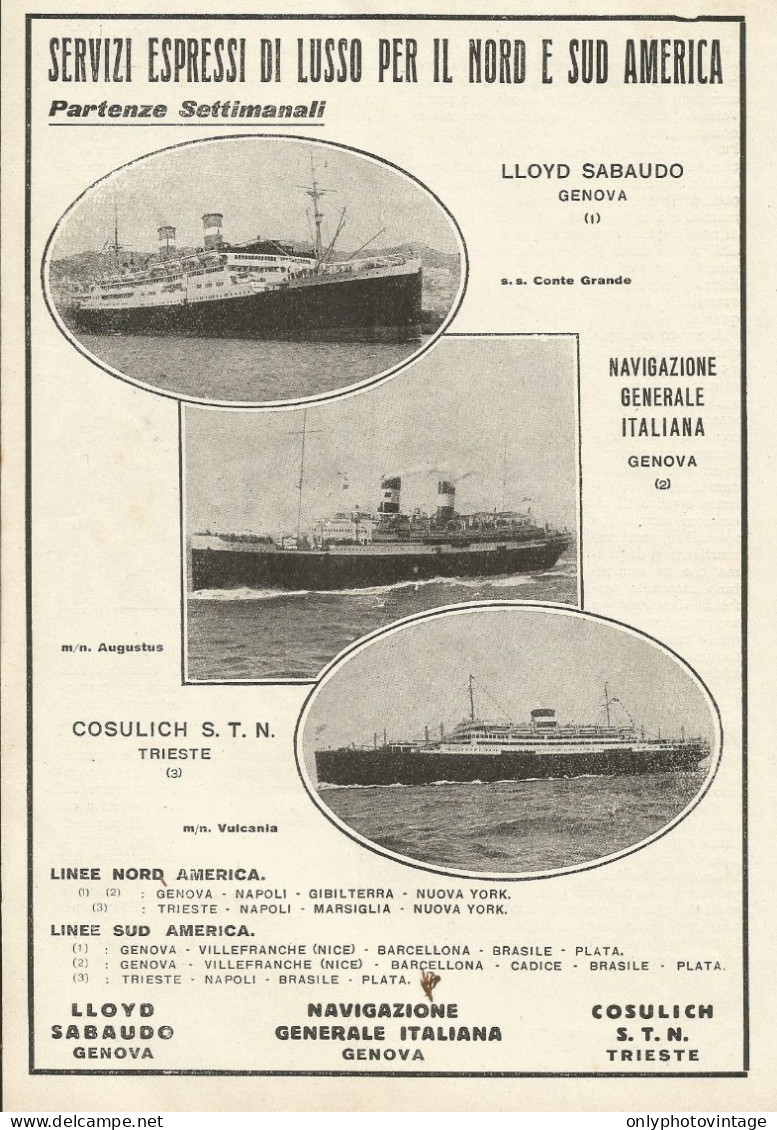 Navigazione Generale Italiana - Pubblicità 1930 - Advertising - Publicités