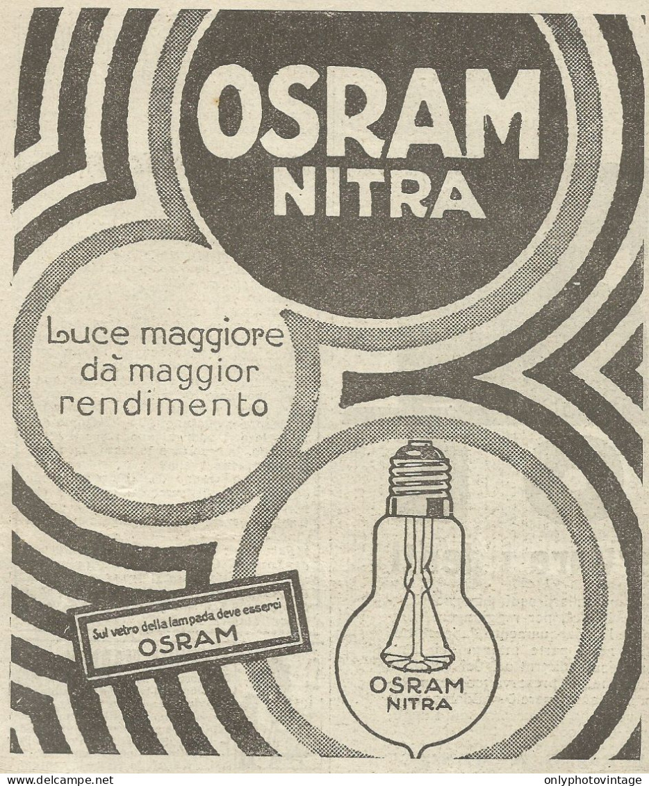 Lampadine OSRAM Nitra - Pubblicità 1924 - Advertising - Publicidad