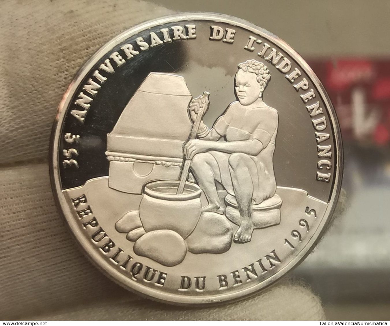 Benín 1000 Francs CFA Commemorative 35 Years Of Independence 1995 Km 13 Plata Pura Proof - Benin