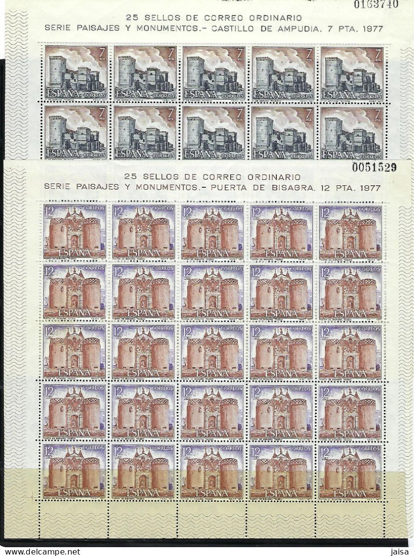 ESPAÑA. Año 1977. Serie Turística . 25 Series Completas. - Blocks & Sheetlets & Panes