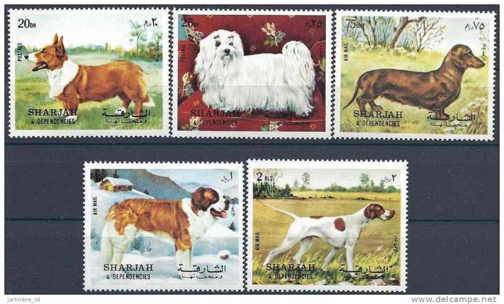 1972 SHARJAH Michel 1024-28** Série Complète Chiens - Sharjah