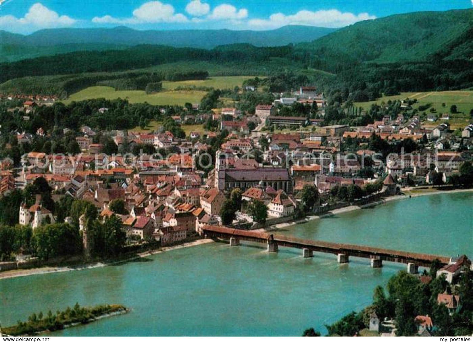 72835060 Bad Saeckingen Am Hochrhein Rheinbruecke Blick Zum Schwarzwald Fliegera - Bad Säckingen