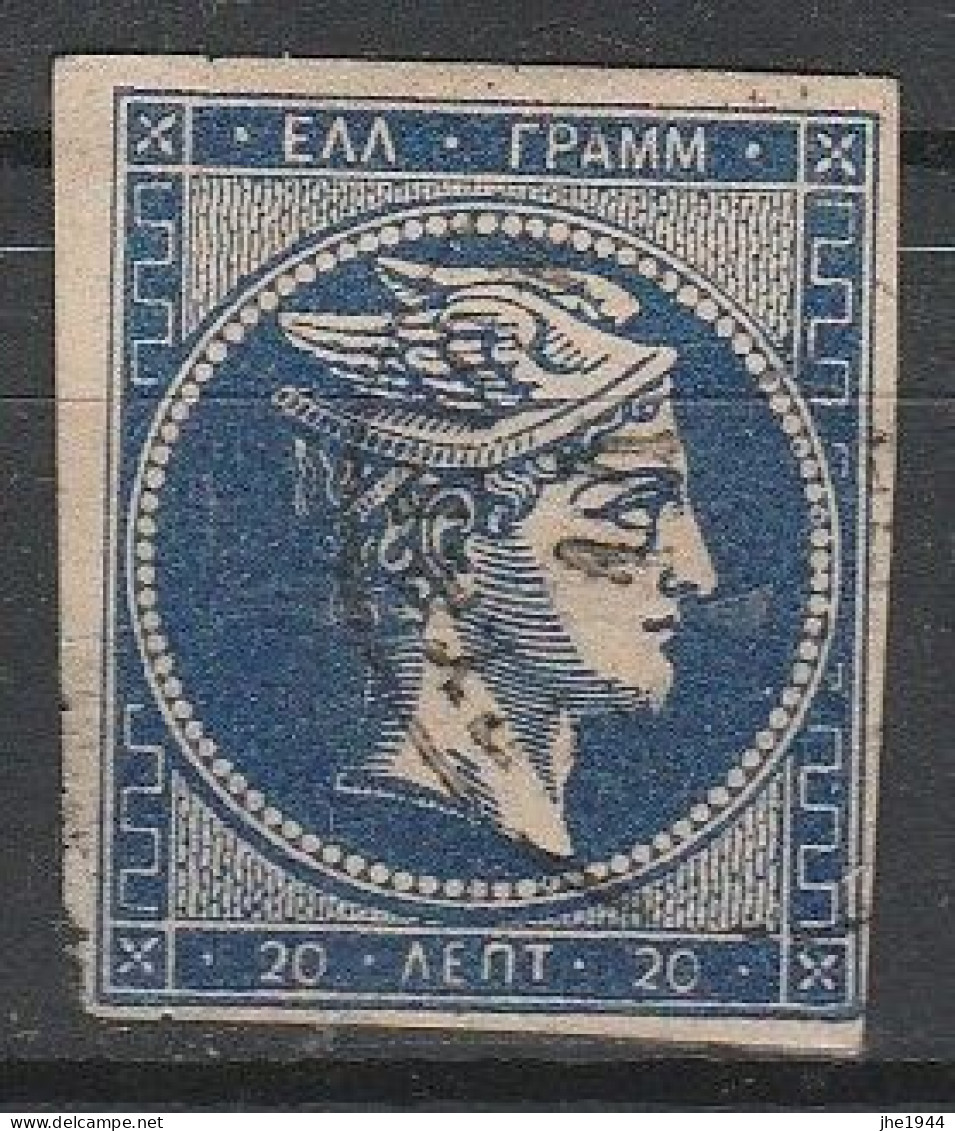 Grece N° 0037 Bleu 10 L Chiffre 20 Au Verso - Used Stamps