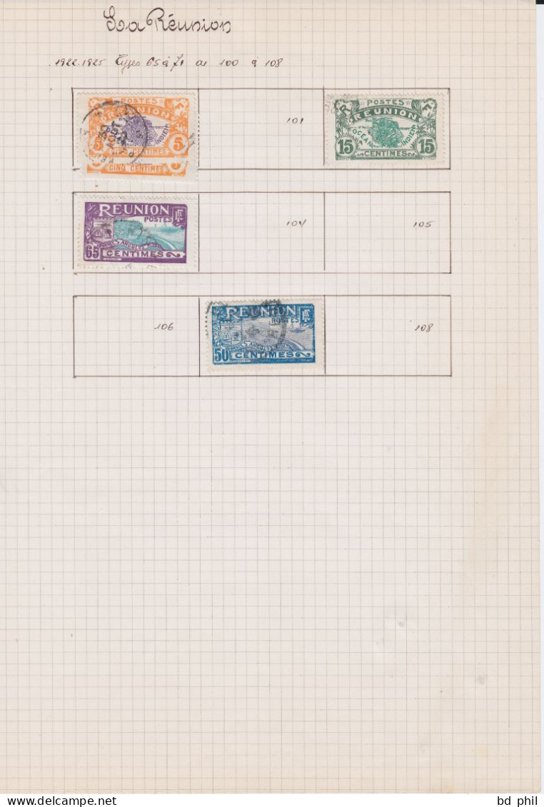 Lot 48 Timbres Réunion 1892 1899 1909 1922 1928 1933 1935 1937 1938 1939 Neuf Et Oblitéré Avec Charnière - Sonstige & Ohne Zuordnung