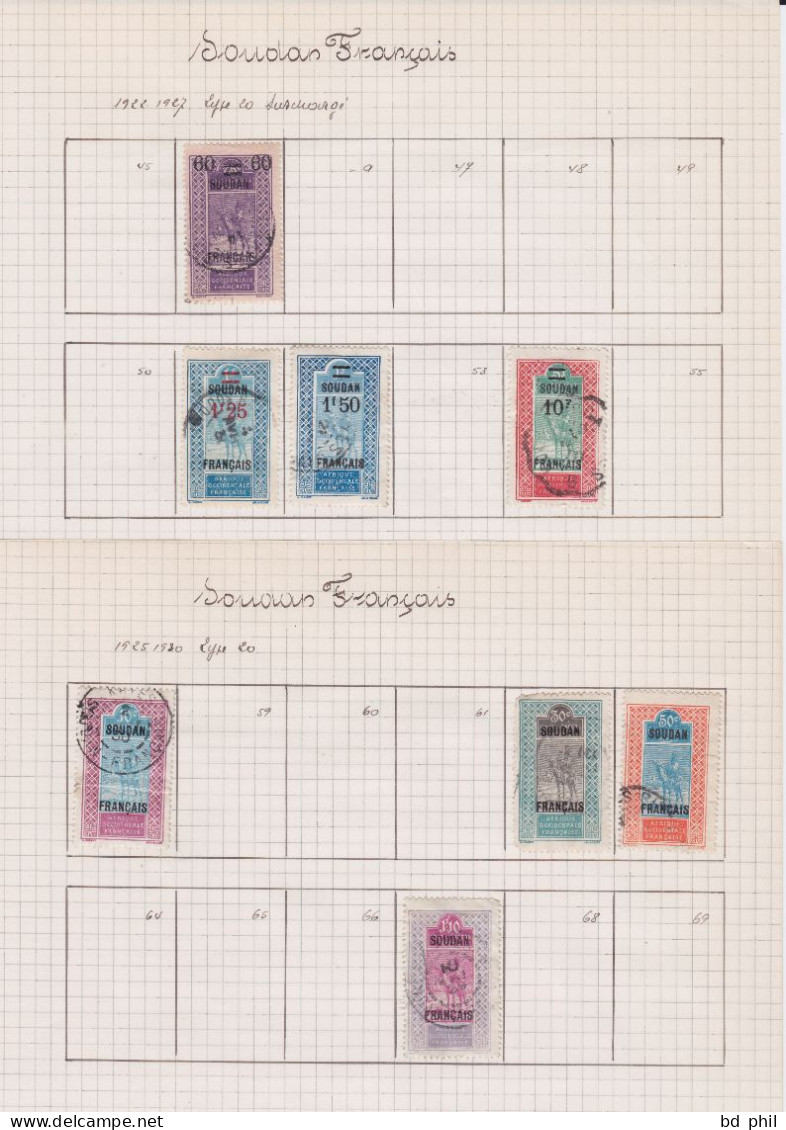 Lot 48 Timbres Soudan Français 1921 1922 1925 1931 1935 1937 1938 1939 Neuf Et Oblitéré Avec Charnière - Autres & Non Classés