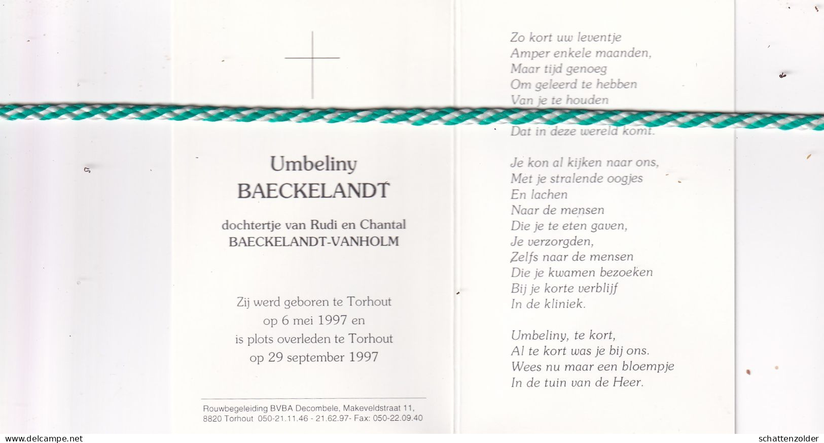 Umbeliny Baeckelandt-Vanholm, Torhout 1997; Foto - Obituary Notices