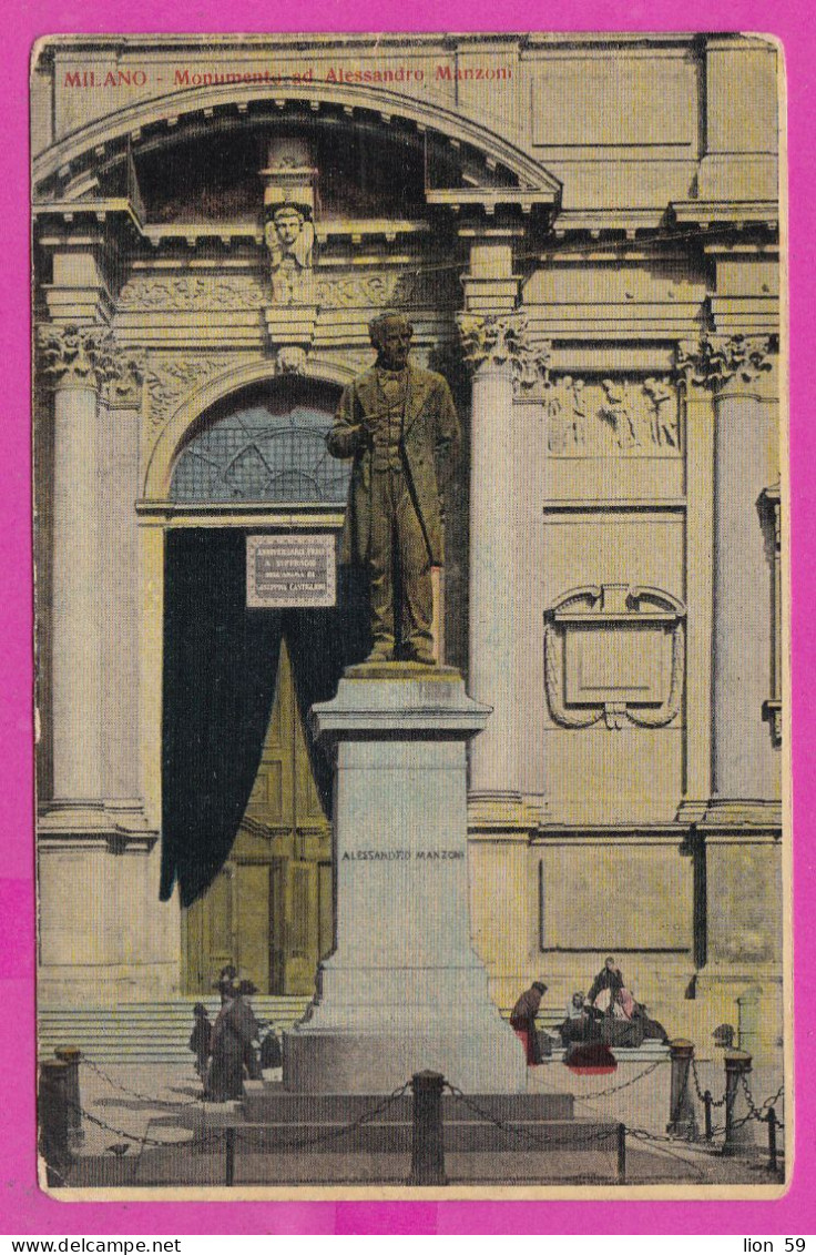 294078 / Italy - MILANO Monumento A Alessandro Manzoni  PC 192. USED - 10 Cent. Vittorio Emanuele III - Marcofilie