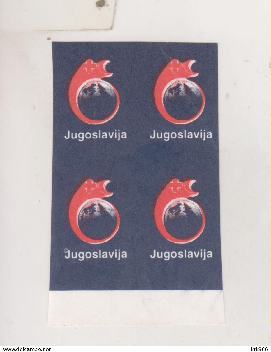 YUGOSLAVIA, 1989  Red Cross Charity Stamp  Imperforated Proof Bloc Of 4 MNH - Neufs