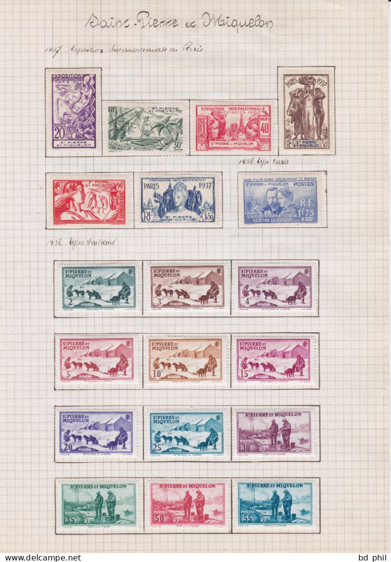 Lot 58 Timbres Saint Pierre Et Miquelon 1909 1922 1933 1937 1938 1939 Neuf Et Oblitéré Avec Charnière - Autres & Non Classés