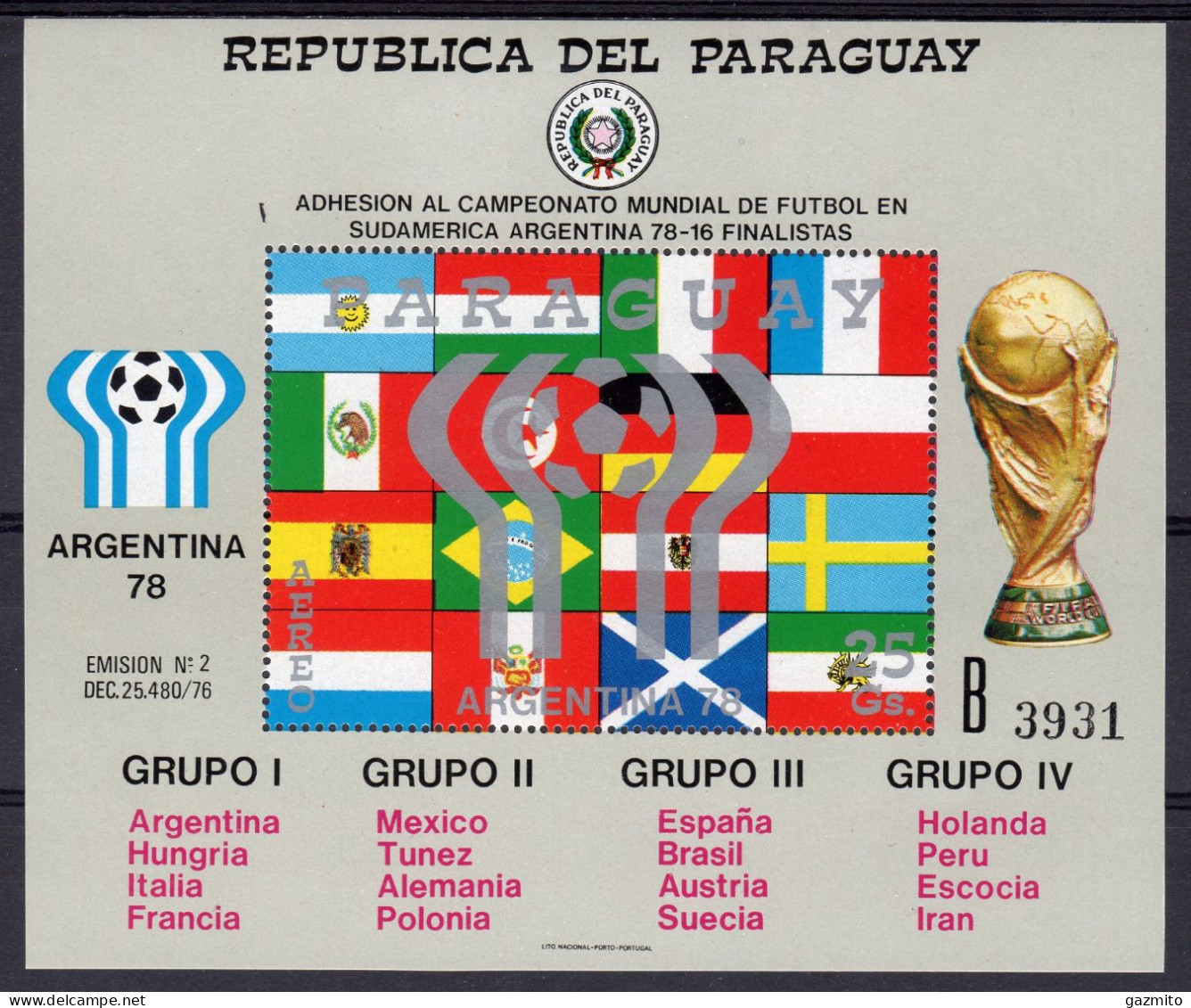 Paraguay 1978, Football World Cup, BF - Paraguay