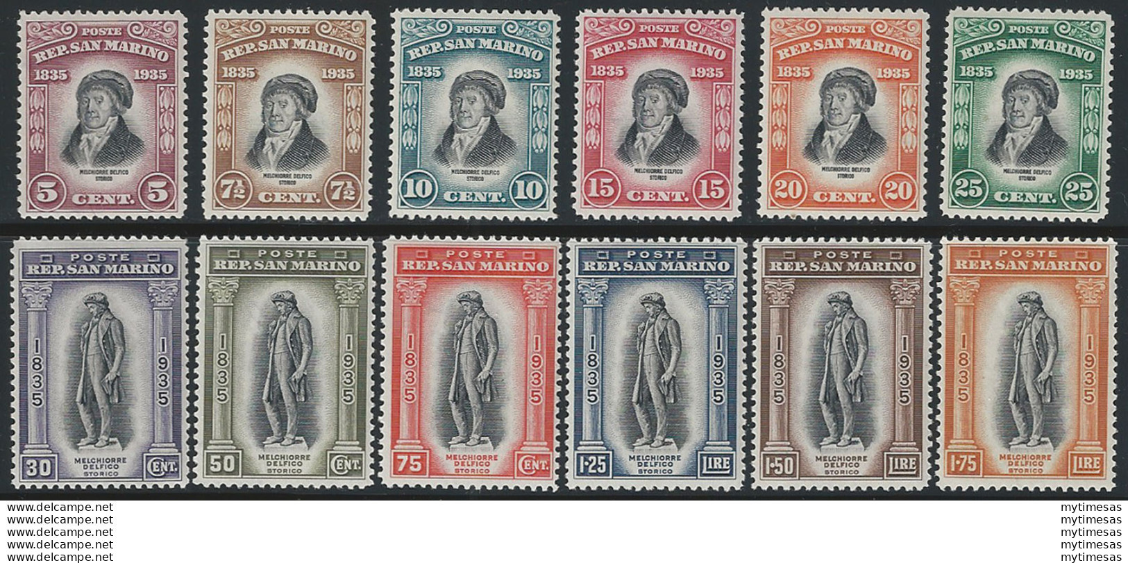 1935 San Marino Melchiorre Delfico 12v. MNH Sass. N. 193/204 - Autres & Non Classés