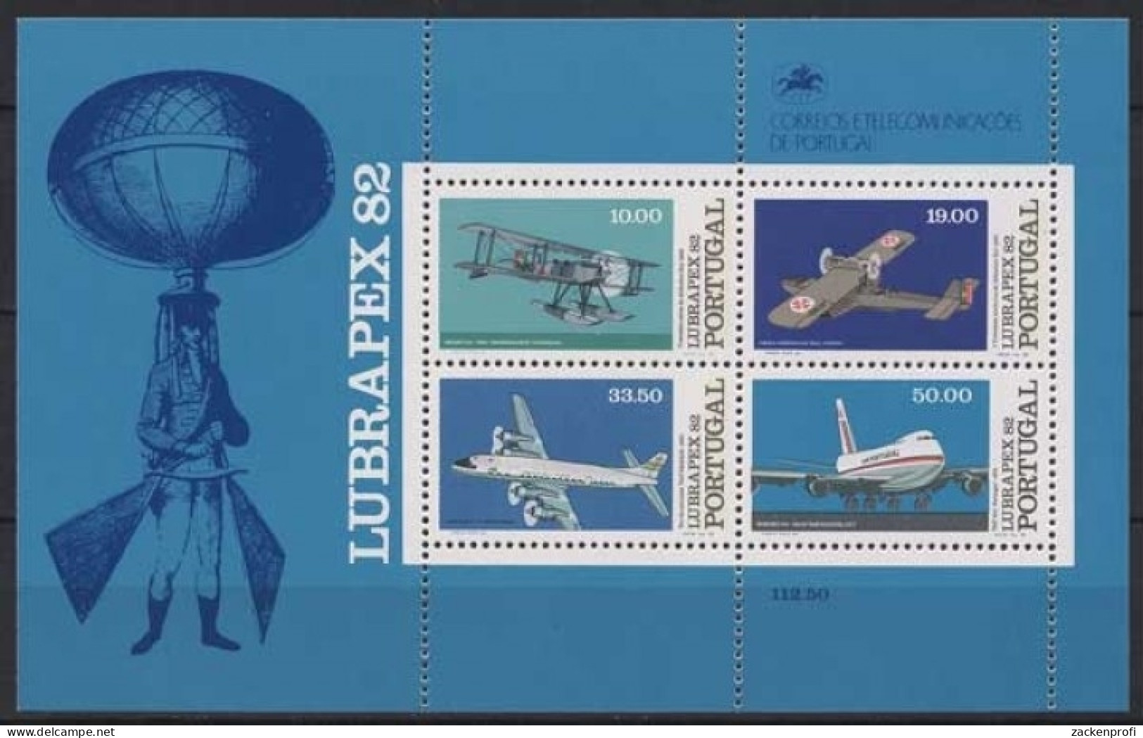 Portugal 1982 LUBRAPEX'82 Flugzeuge Block 37 Postfrisch (C91040) - Blocchi & Foglietti