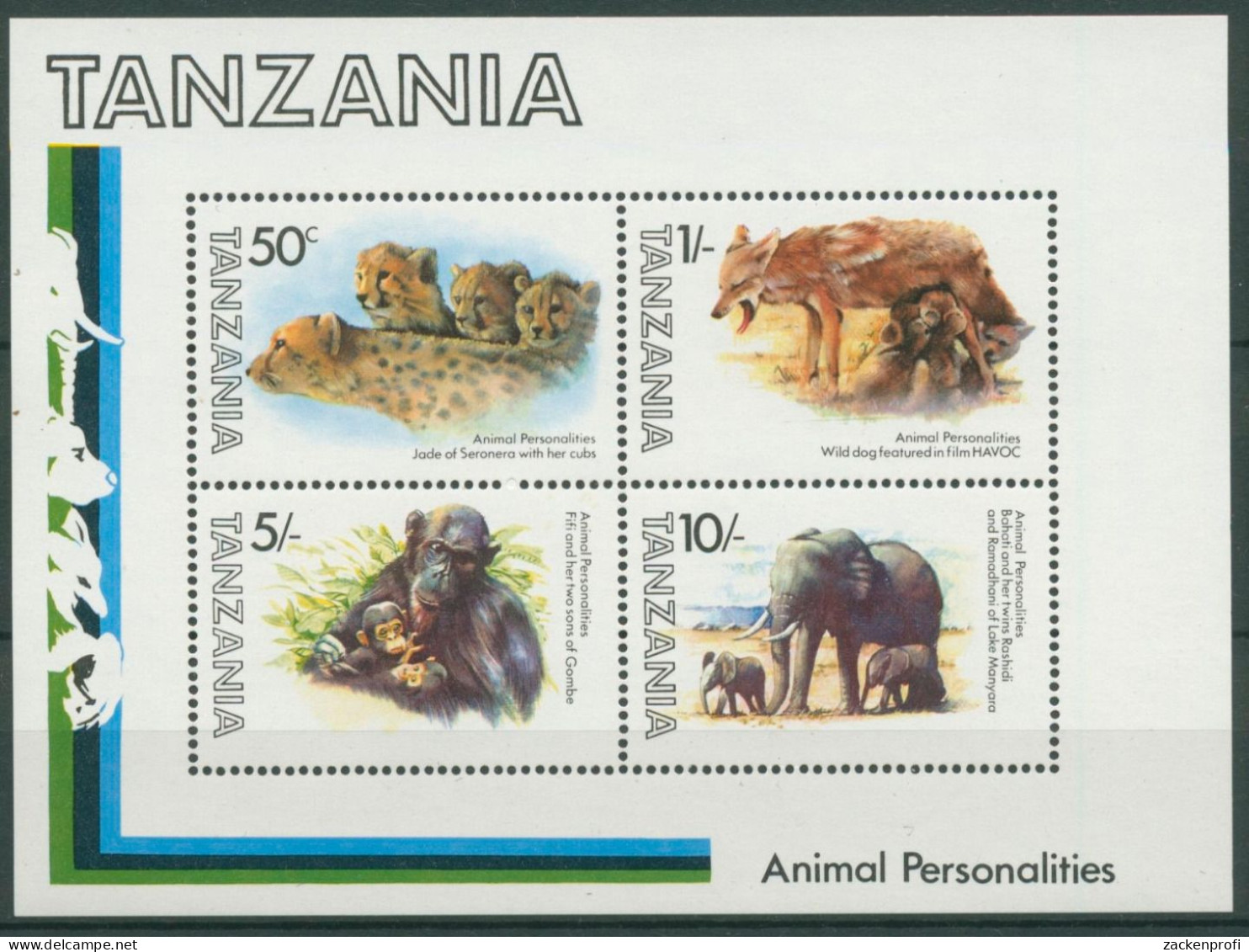 Tansania 1982 Tiere Aus Film Und Fernsehen Block 28 Postfrisch (C23115) - Tanzania (1964-...)