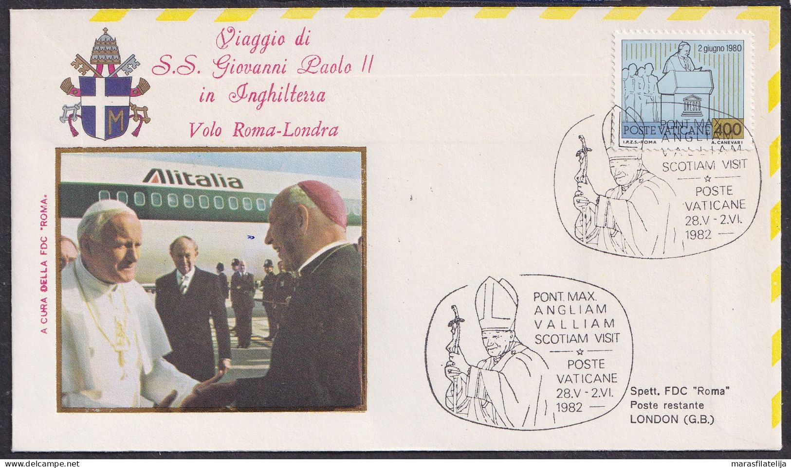 Vatican 1982, Pope Voyage, Great Britain, Special Cover - Autres & Non Classés