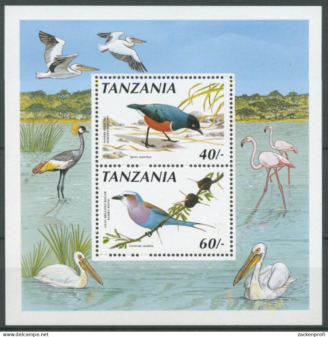 Tansania 1990 Vögel Glanzstar Racke Block 129 Postfrisch (C23611) - Tanzanie (1964-...)