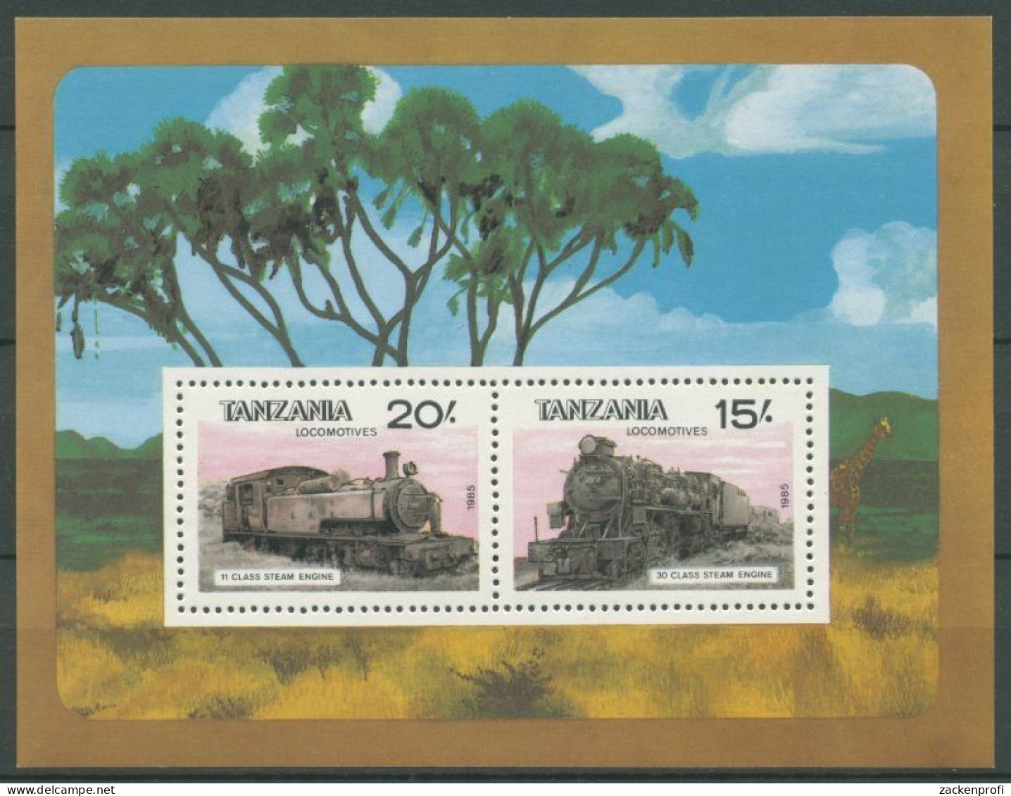 Tansania 1985 Eisenbahn Dampflokomotiven Block 47 Postfrisch (C27395) - Tanzanie (1964-...)