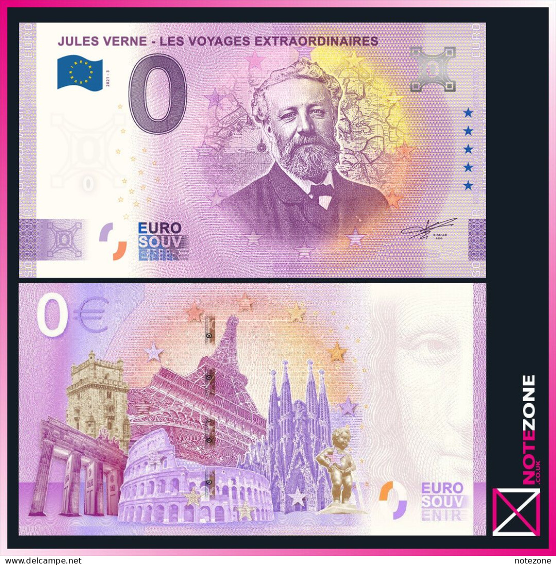 0 EURO JULES VERNE FRANCE 2021 Test Fantasy Banknore Note, 0 Euro - Sonstige & Ohne Zuordnung