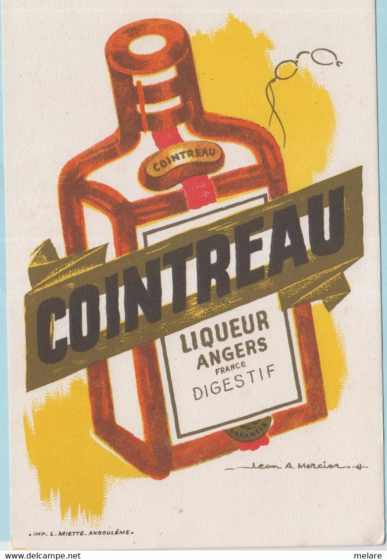 Buvard Liqueur D'angers Digestif Alcool COINTREAU Illustrateur Mercier 21 - Licores & Cervezas