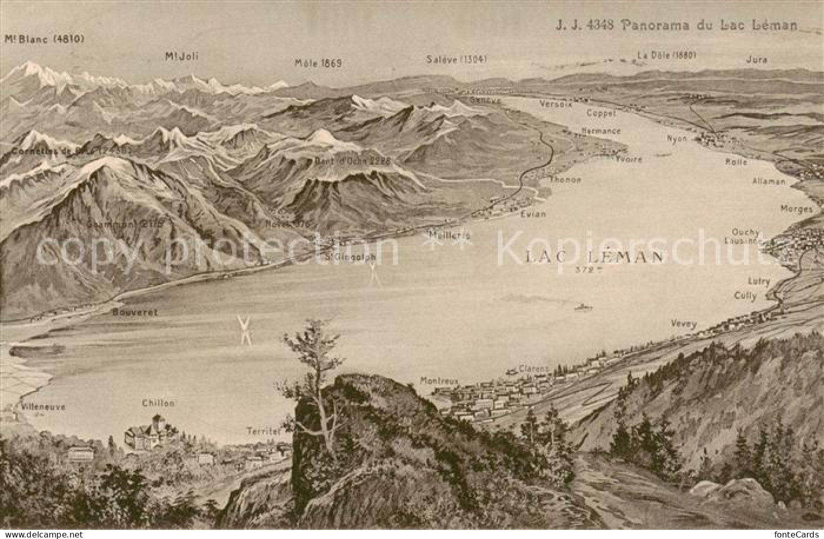 13816257 Lac Leman Genfersee GE Panoramakarte  - Altri & Non Classificati