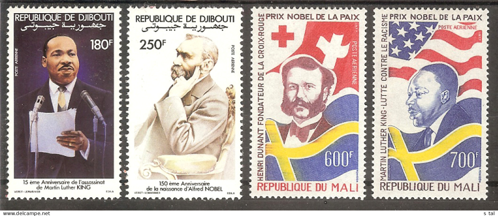 MALI,DJIBOUTI Nobel Prize,Red Cross Set 4 Stamps MNH - Red Cross