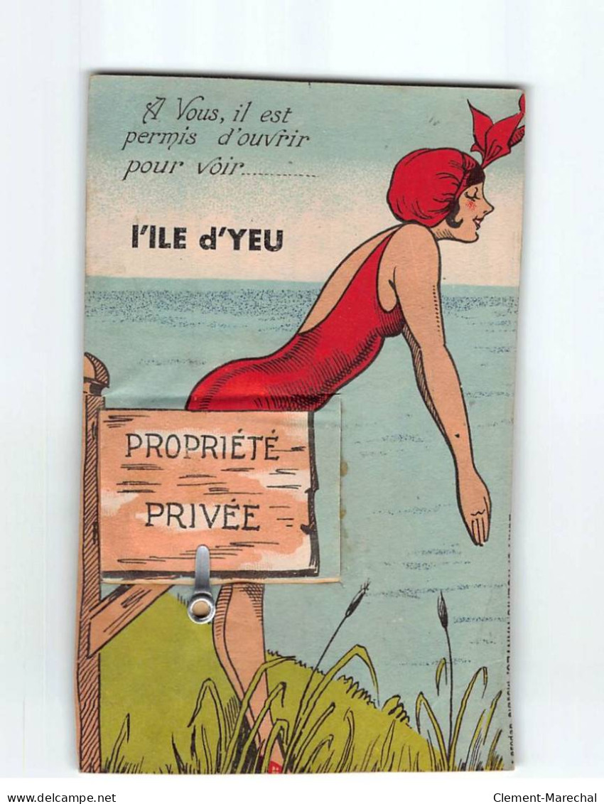 L'ILE D'YEU : Carte Souvenir, Système Dépliant - état - Ile D'Yeu