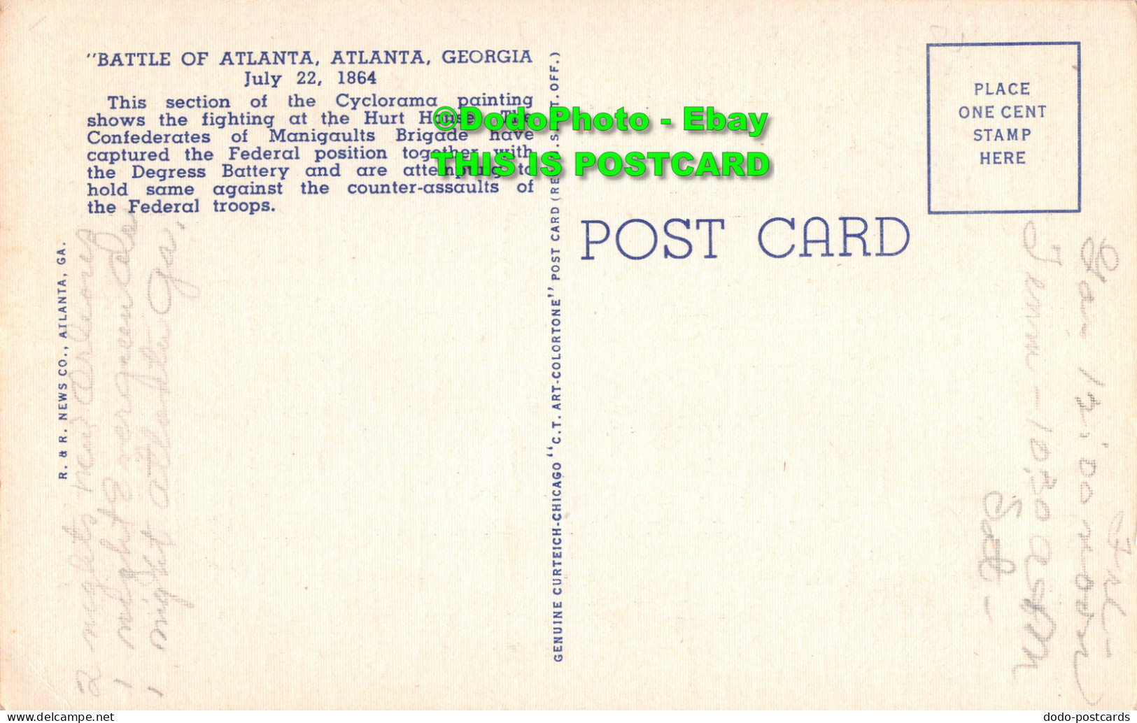 R346017 Ca. Atlanta. Battle Of Atlanta. Cyclorama Building. R. And R. News Co. G - Monde