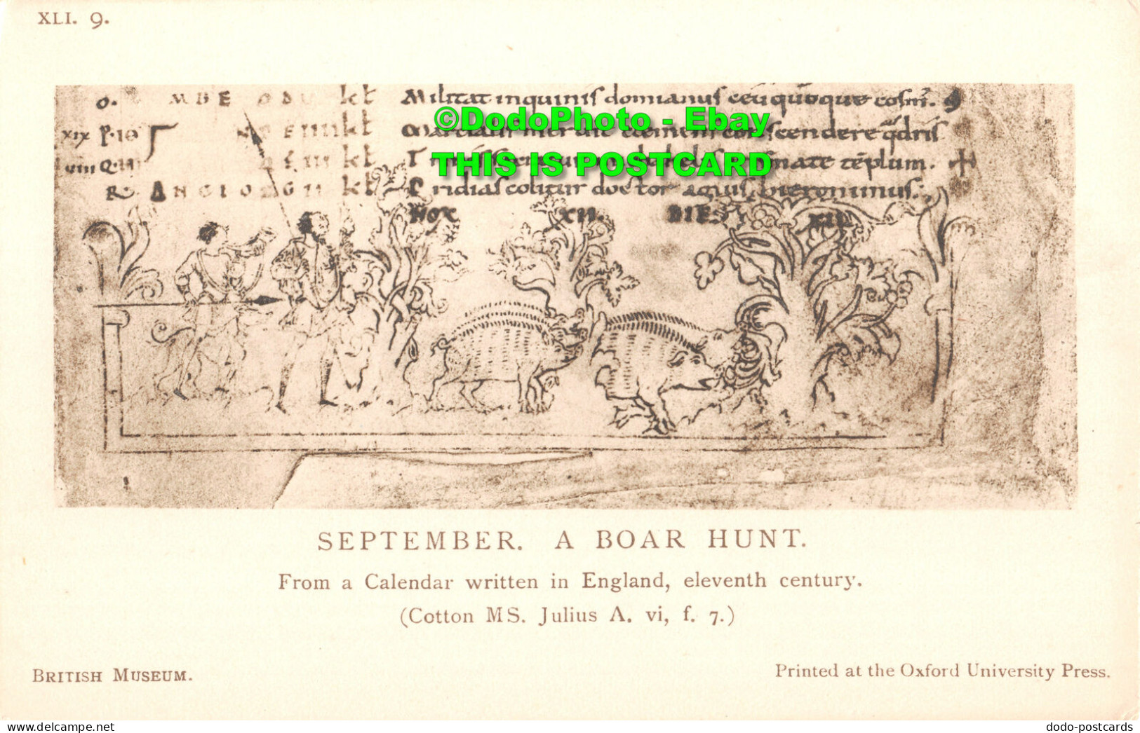 R346027 British Museum. September. A Boar Hunt. From A Calendar Written In Engla - Monde