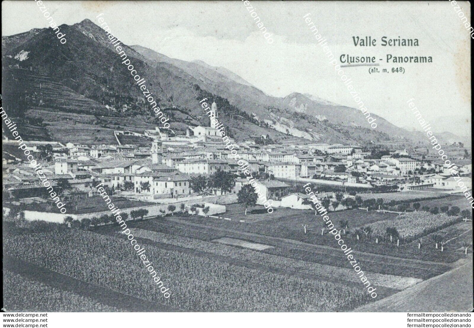 Bs157 Cartolina Valle Seriana Clusone Panorama Bergamo 1907 Lombardia - Bergamo