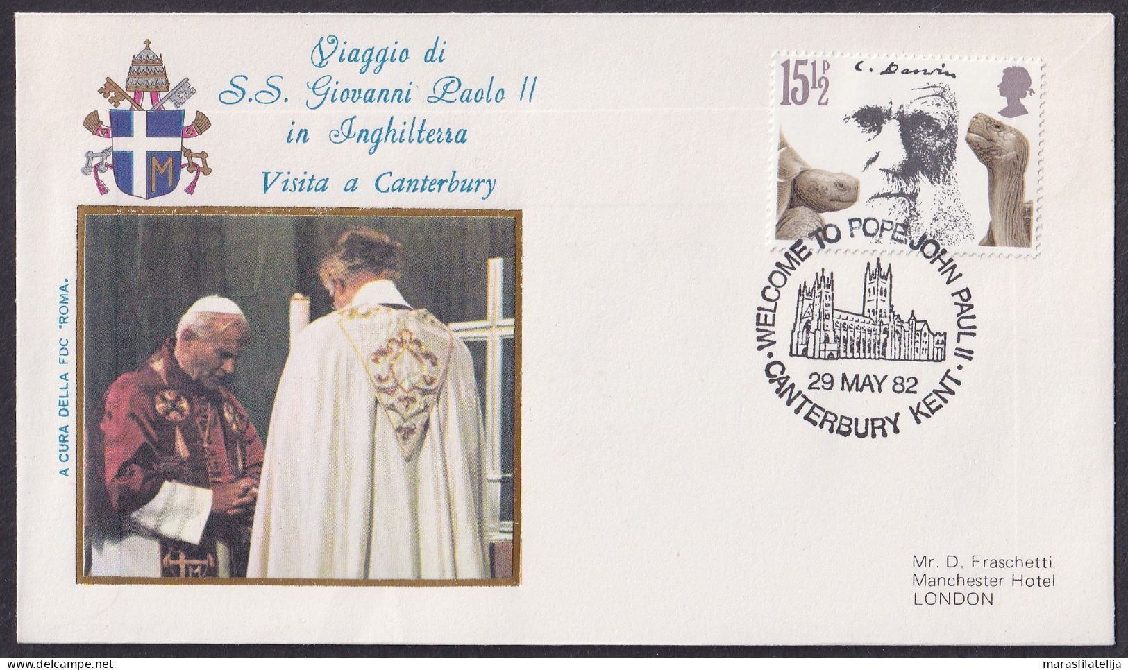 Vatican Great Britain 1982, Pope Paul John II Visit - Canterbury, Special Cover - Autres & Non Classés