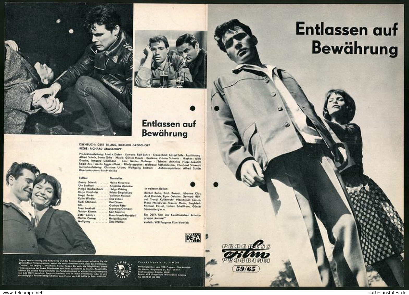 Filmprogramm PFP Nr. 59 /65, Entlassung Auf Bewährung, Heinz Klevenow, Angelica Domröse, Regie: Richard Groschopp  - Zeitschriften