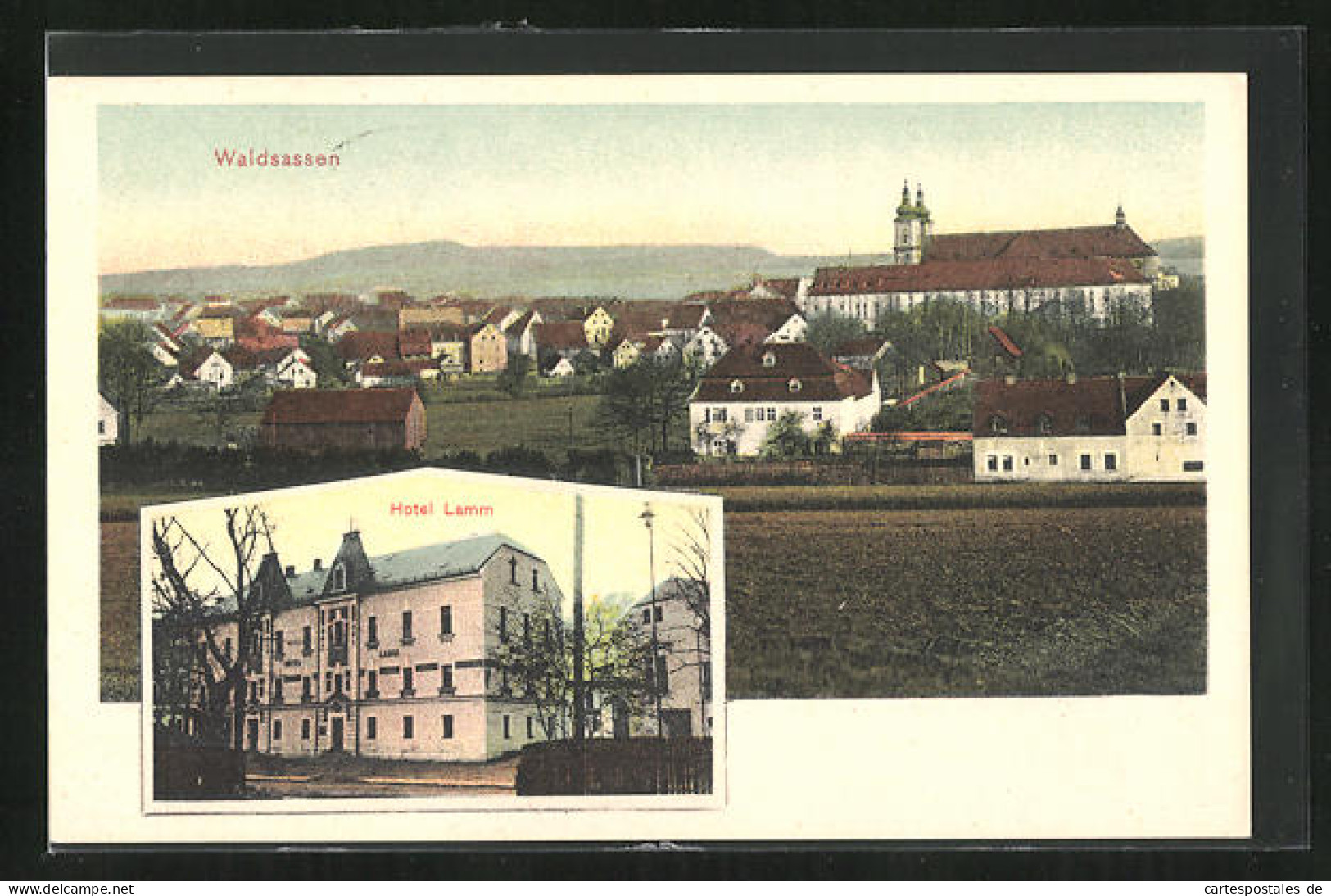 AK Waldsassen, Hotel Lamm, Ortsansicht  - Waldsassen