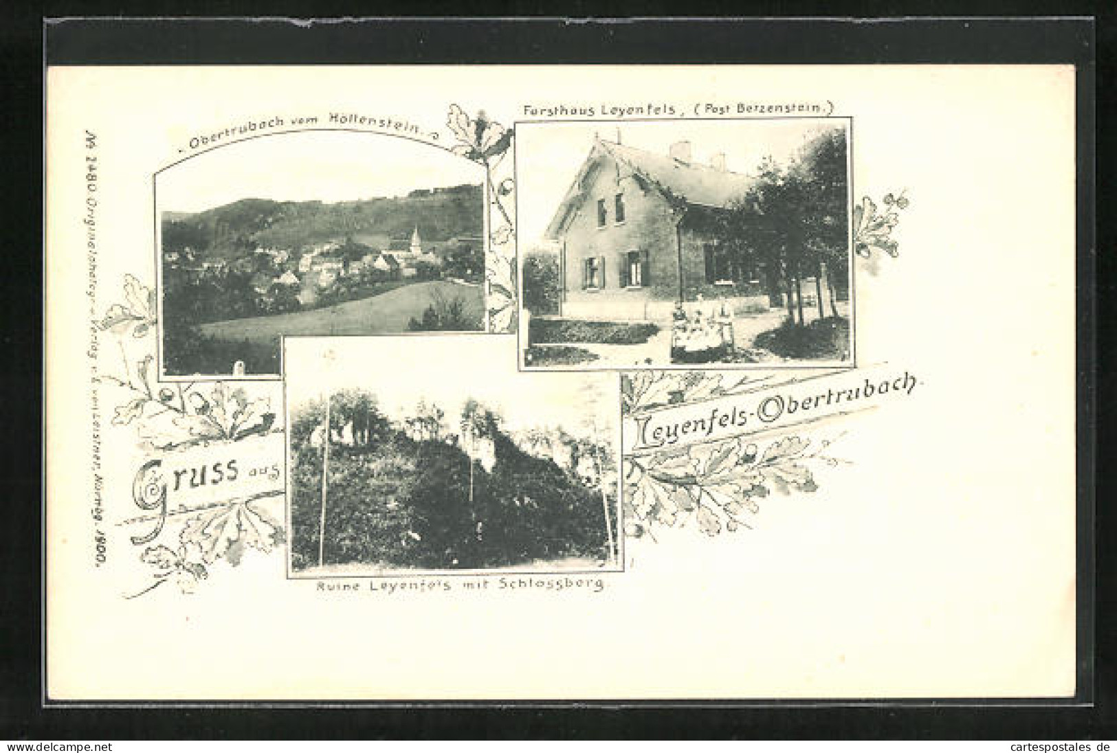 AK Leyenfels-Obertrubach, Forsthaus Leyenfels, Ruine Leyenfels, Blick Auf Obertrubach Vom Höllenstein  - Jagd