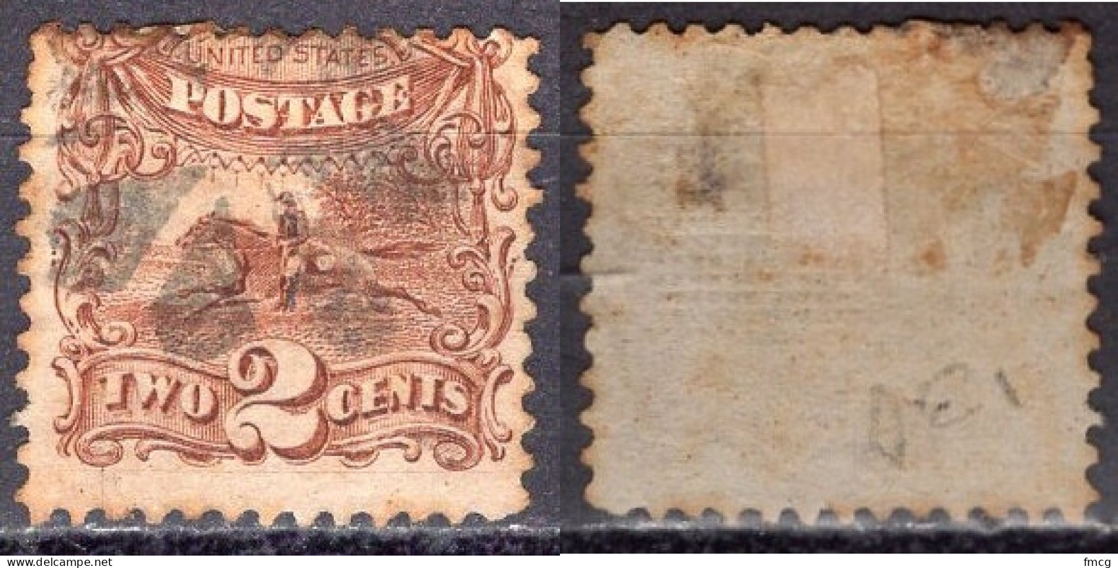 1869 2 Cents Pony Express Rider, Used (Scott #113) - Gebraucht