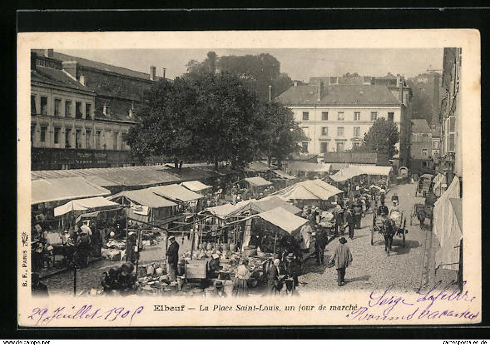 CPA Elbeuf, La Place Saint-Louis, Un Jour De Marché  - Elbeuf