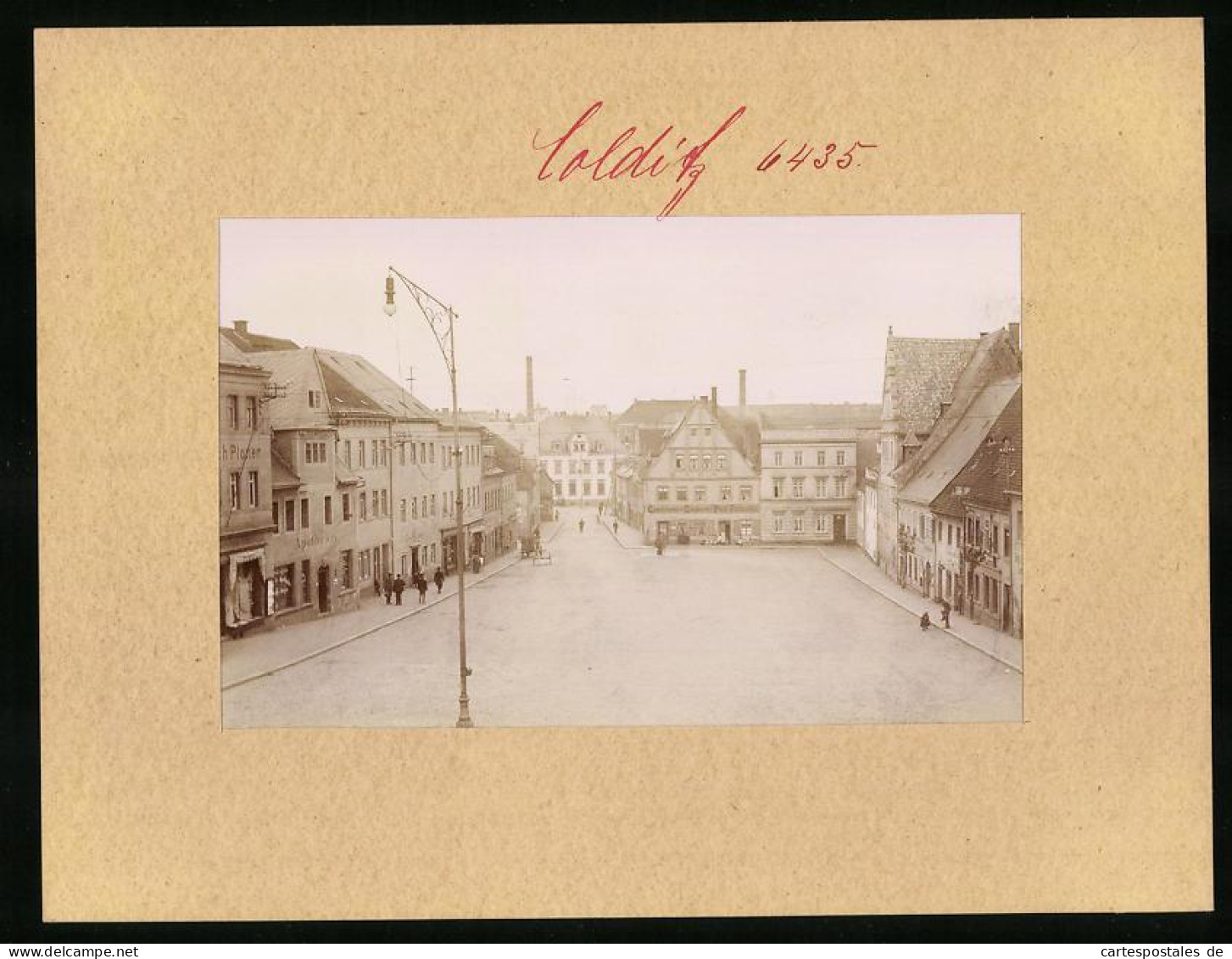 Fotografie Brück & Sohn Meissen, Ansicht Colditz, Marktplatz Mit Bäckerei Paul Fritzsche, Apotheke & Ladengeschäften  - Lieux