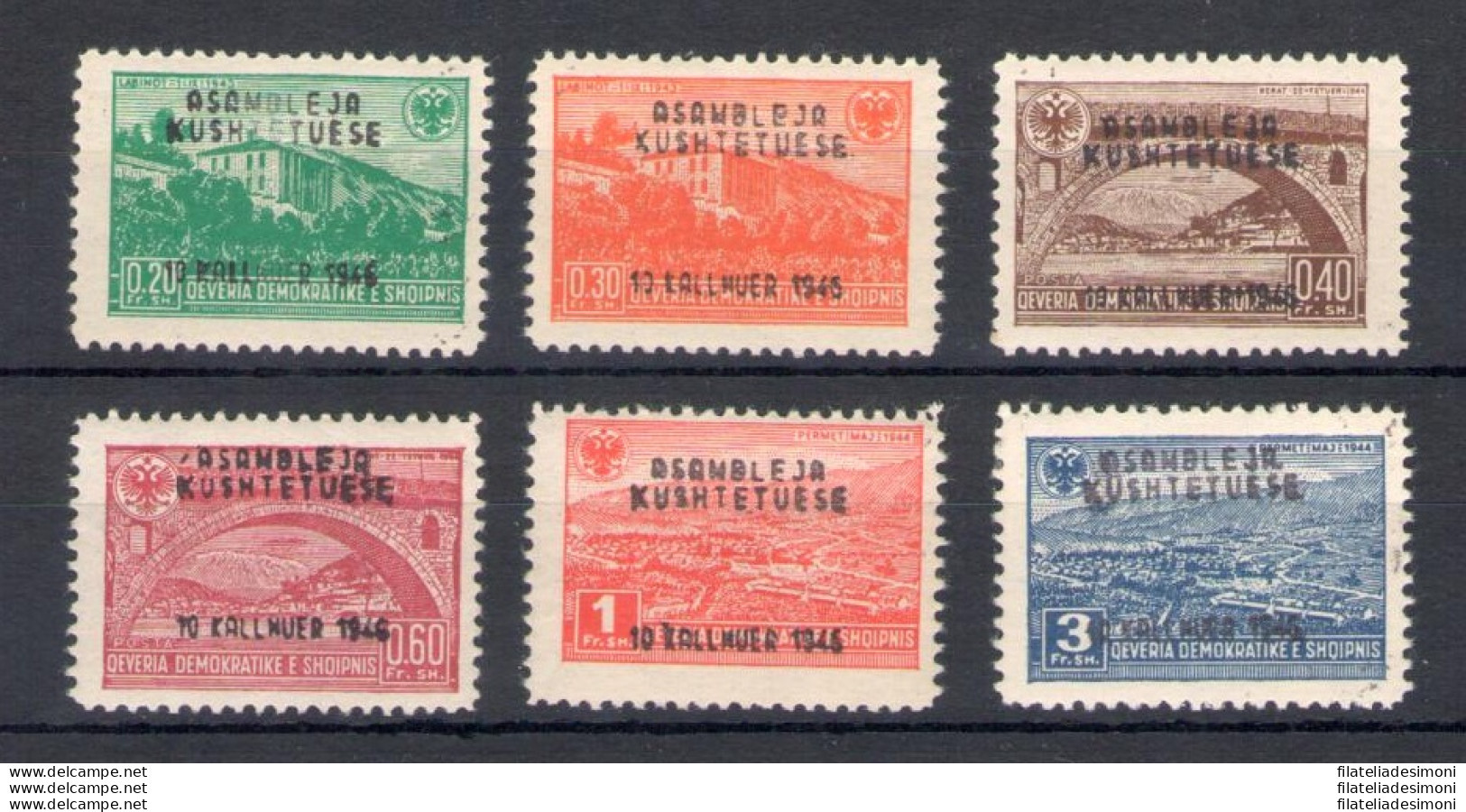 1946 ALBANIA - Convocazione Assemblea Costituente Soprastampati, Yvert N. 335A-335F, 6 Valori - MNH** - Albania