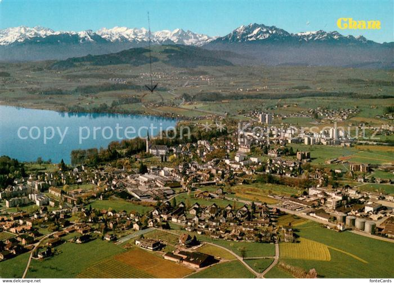 13650287 Cham ZG Fliegeraufnahme Mit Zugersee Und Alpen Cham ZG - Sonstige & Ohne Zuordnung