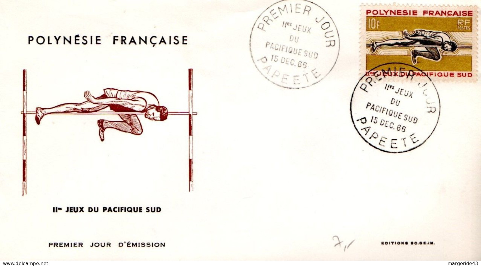 POLYNESIE FDC 1966 JEUX DU PACIFIQUE SUD - FDC