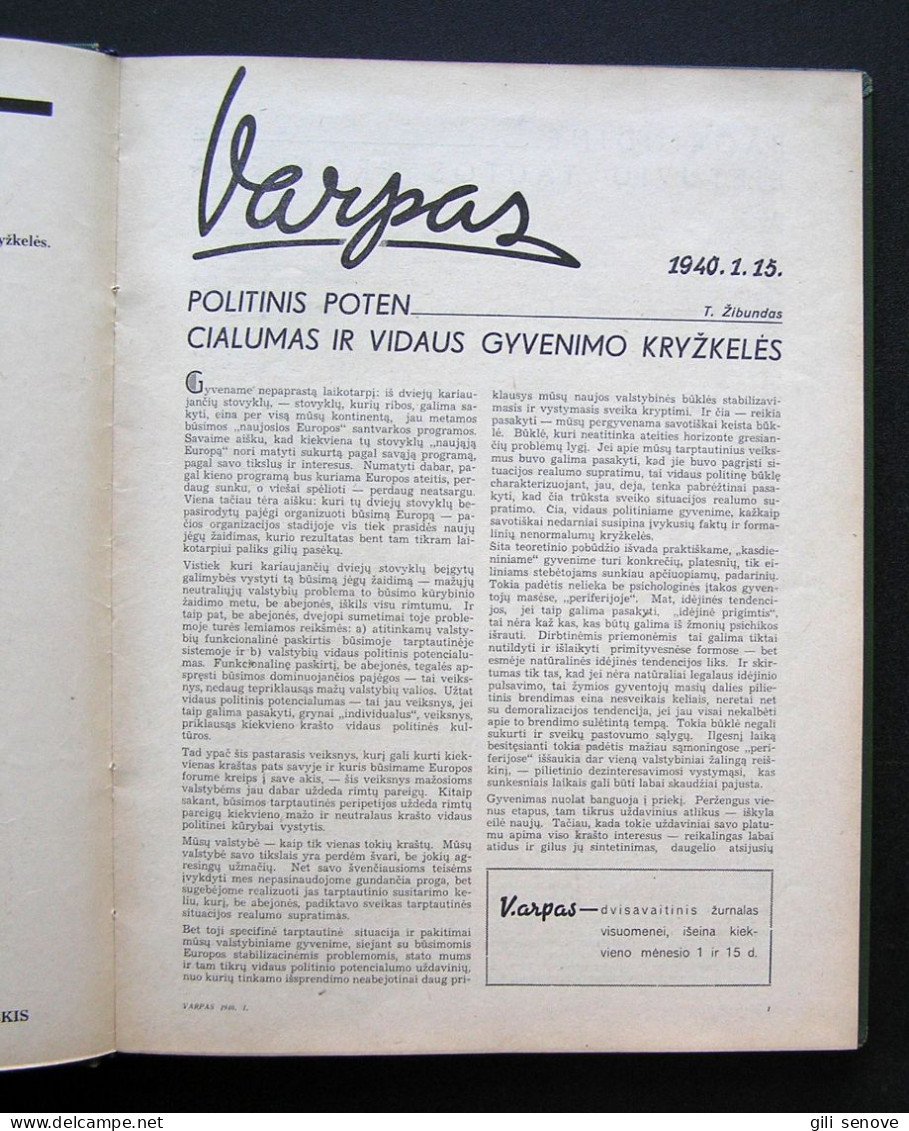 Lithuanian Magazine / Varpas 1940 - Testi Generali