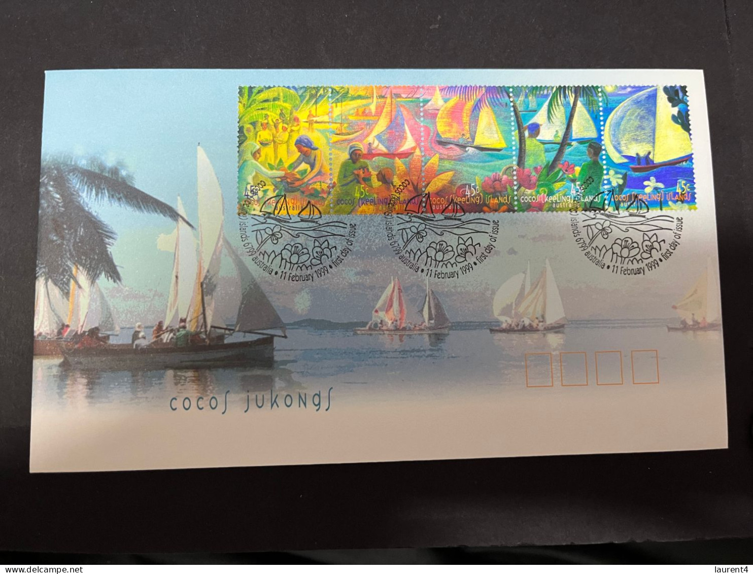 14-5-2024 (5 Z 9) Australia FDC - 1999 - Cocos Keeling Islands (strip Of 5) - Isole Cocos (Keeling)